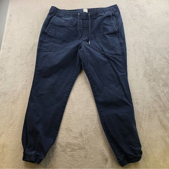 GAP Mens Essential Jogger Pants Large Casual Tapestry Navy Drawstring Pull On - Picture 16 of 16